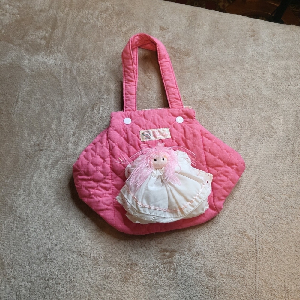Kawaii Super Cute Eclectic Funky Bell Dog Pink Doll Quilted Purse Bag